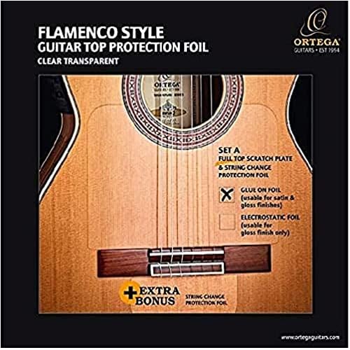 ORTEGA Pick Guard Full Top Plate & Bridge - Transparente/Permanente, OPG-FLAM1