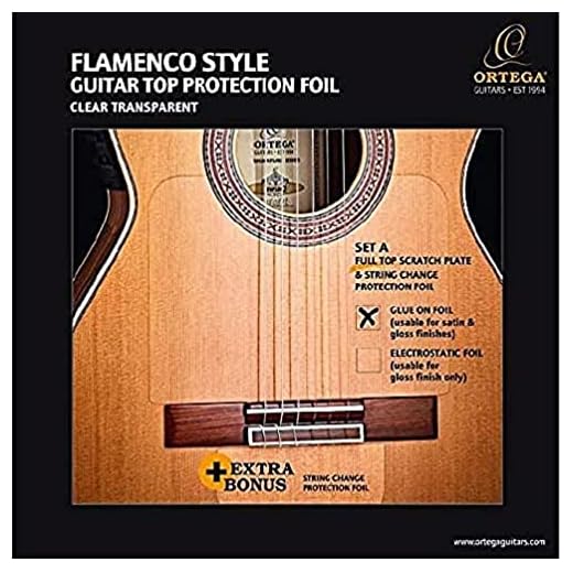 ORTEGA Pick Guard Full Top Plate & Bridge - Transparente/Permanente, OPG-FLAM1