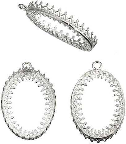 4 Pack - Oval Bezel Cup Settings 22x30 Mm Findings Sterling Silver 925 Pendant 308