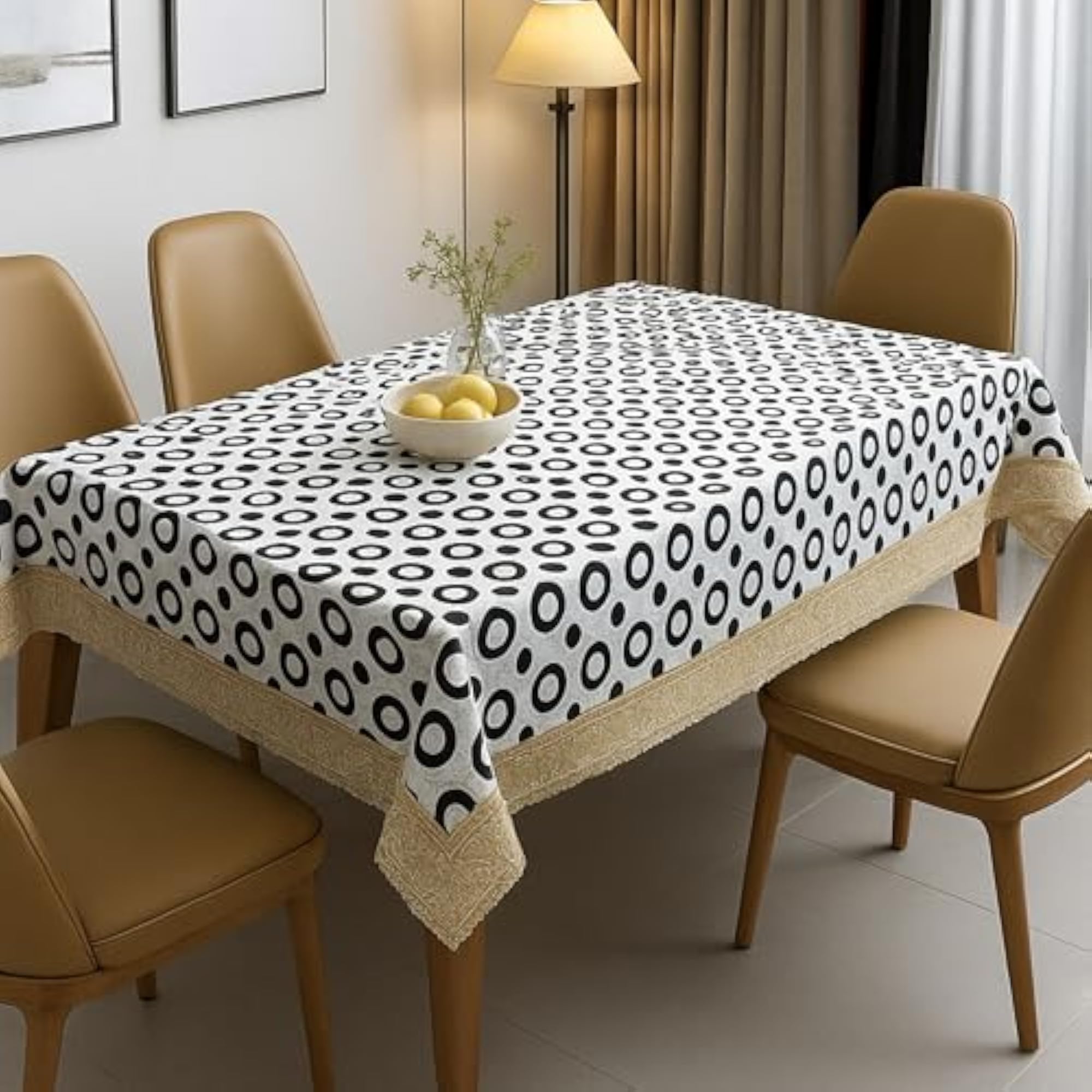 Premium Dining Table Cover PVC with Retro Ring Pattern