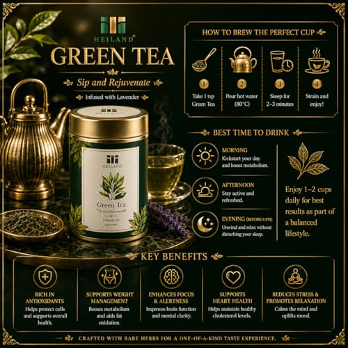 Image of Heiland Green Tea Loose Leaf 50g - Natural Green Leaf with Floral Blend, Pure Loose Leaf, Smooth & Refreshing Flavor, Ideal for Daily Relaxation & Wellness