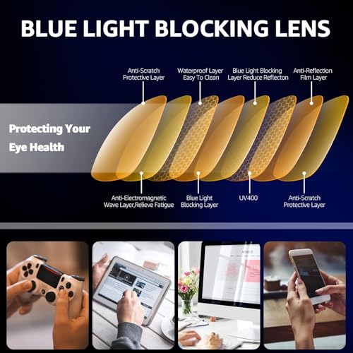 Image of Trysee Rectangular Clip-On Flip-Up Blue Light Blocking Glasses for Eyes Strain /Light Sensitive TS801