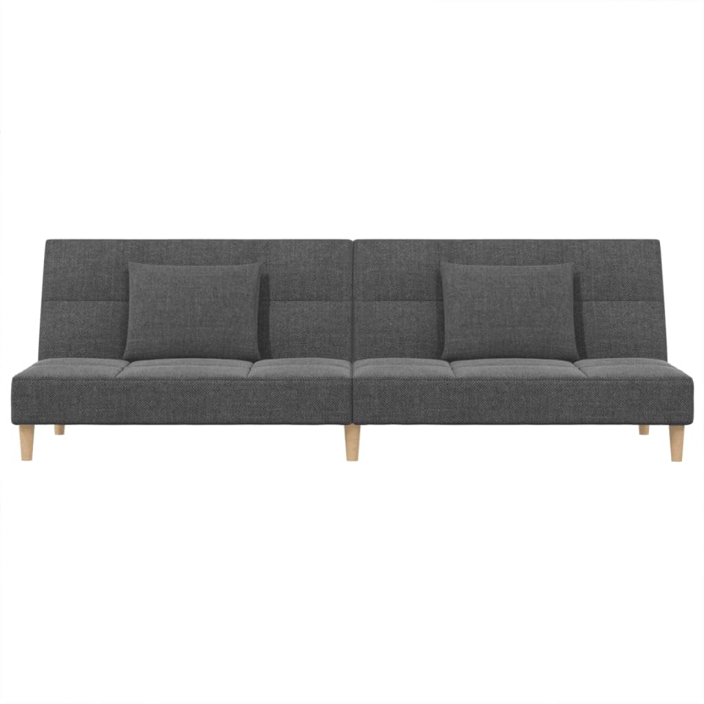 Sofa do spania 2-osobowa, jasnoszara tkanina z 2 poduszkami, zestaw tapicerowany z funkcją spania i oparciem, 200 x 84,5 x 69 cm, idealna do salonu, biura, studia, wysuwana, wygodna i