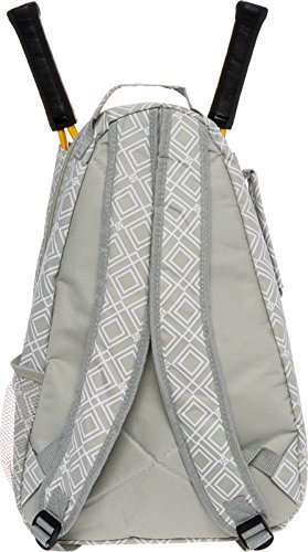 LISH Advantage Tennis Racket Backpack - Women's Geometric Diamond Print Tennis Racquet Holder Bag (Grey)
