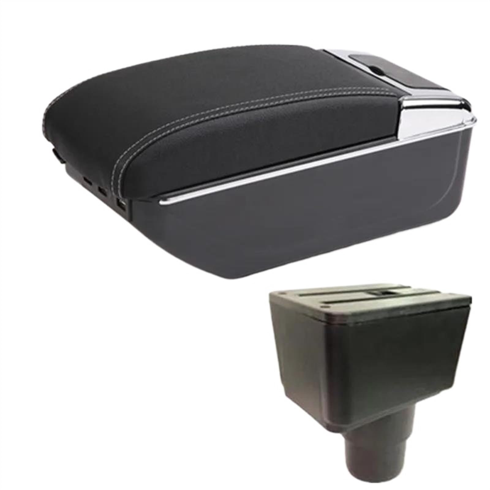 DYDGUTUFB For FORD For EcoSport 2018-2023 Car Armrest Box Center Storage Box Interior Retrofit Accessories (D3 white line 7USB)