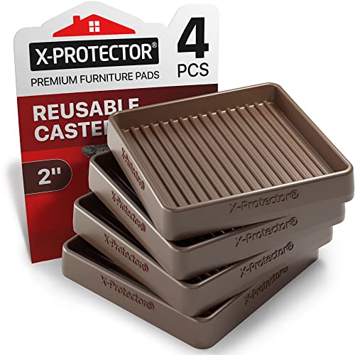 Furniture Cups X-Protector – 1.7" Caster Cups 4 Pcs – Lined Furniture Coasters – Ideal Bed Stoppers – Non Skid Furniture Pads With A Perfect Design – Rubber Furniture Pads - Protect Any Flooring! #TOP10