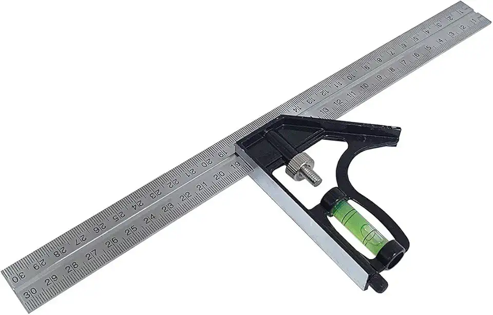 Esquadro Combinado Com Nível Régua 300mm Inox Com Riscador