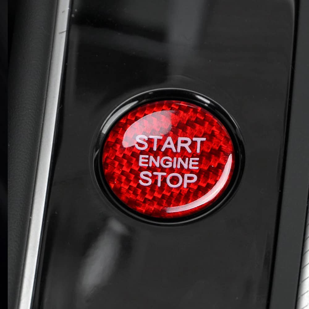 ontto Koolstofvezel Auto Start Stop Knop Schakelaar Cover Sticker Ontsteking Knop Beschermende Cover Sticker voor Alfa Romeo Giulia Stelvio Start Stop Knop Decoratie-Rood
