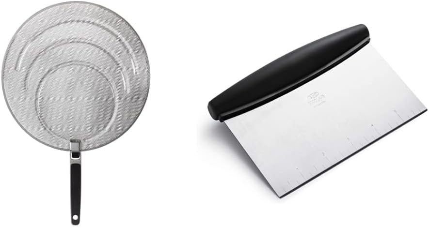 OXO Good Grips Stainless Steel Splatter Screen with Folding Handle & Good Grips Stainless Steel Scraper & Chopper
