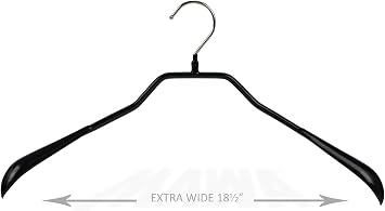 Mawa by Reston Lloyd BodyForm Series Non-Slip Space-Saving Extra Wide Clothes Hanger for Jackets, Suits & Coats, 18 1/4" Wide, Style 46/L, Black 1-Piece