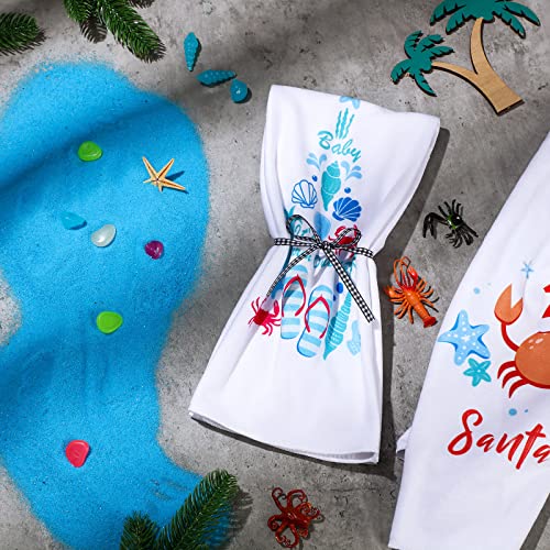 Frienda Christmas Beach Hand Towels Kitchen Santa Claws Crab Dish Towels Beach Theme Baby It's Warm Outside Dish Towels For Coastal Theme Holiday Christmas Bathroom Decor Gift Present #TOP3