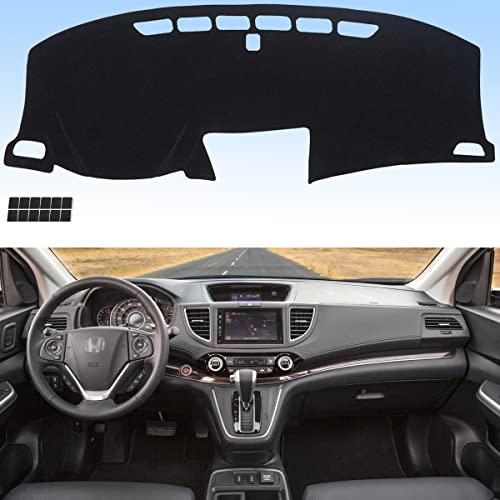 AUQDD Dashboard Cover Mat Fit for 2012 2013 2014 2015 2016 Ho-nda CR-V, Black Flannel Dash Mat, Anti-Glare, Anti-Reflection, No Peculiar Smell - Fits Vehicle Without HUD Models