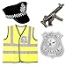 Costume da poliziotto per bambini e bambini - Gilet ad alta visibilità, cappello da polizia, distintivo in plastica e pistola gonfiabile, costume da poliziotto per bambini (Medio)