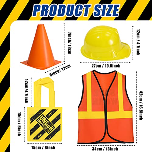 Geyoga 24 Pieces Construction Party Supplies Favor For Kids Construction Vest Cones Hat Dress Party Bag For Construction Theme Construction Birthday Party Halloween Decorations #TOP2