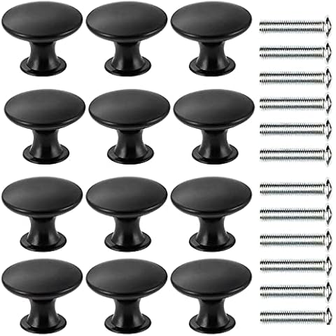 ZEACCT 12PCS Negro Pomo de armario redondo Cover