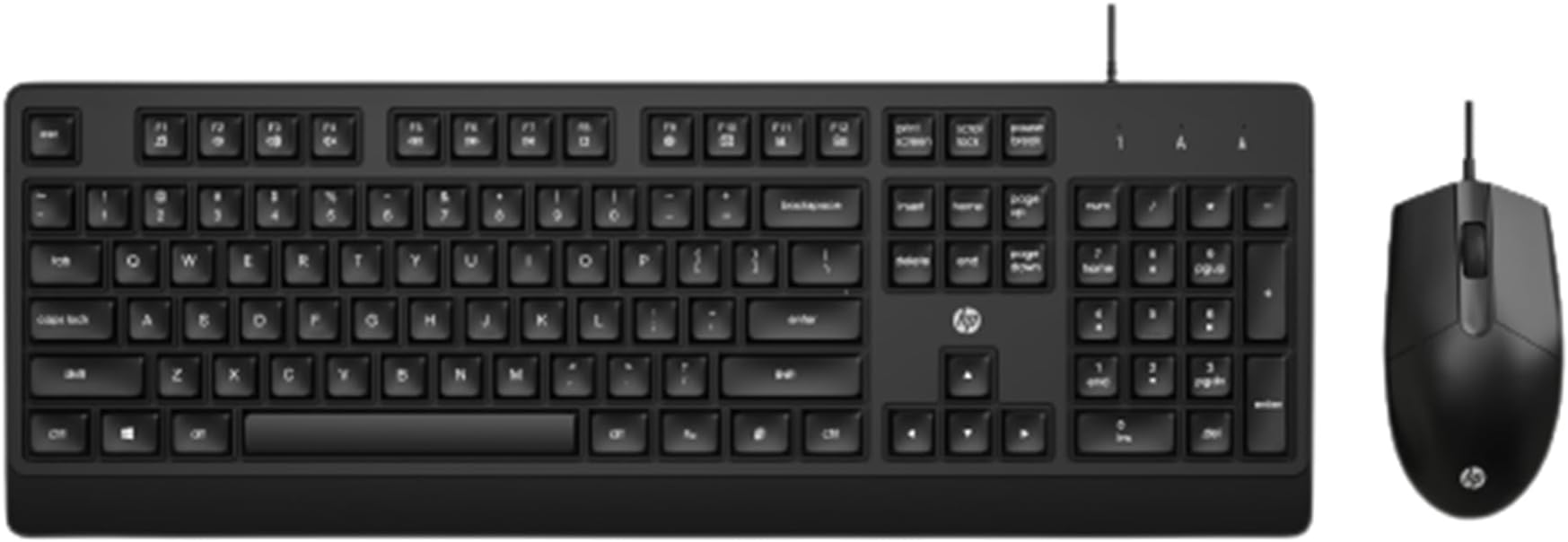 - KM 180 Wired Mouse and Keyboard Combo, USB Plug-and-Play, 1200 dpi, Full-Size Layout with Numeric pad, Up to 10 Million keystrokes, Up to 1 Million clicks, 1-Year Warranty, 0.52 kg, Black, 7J4G3AA