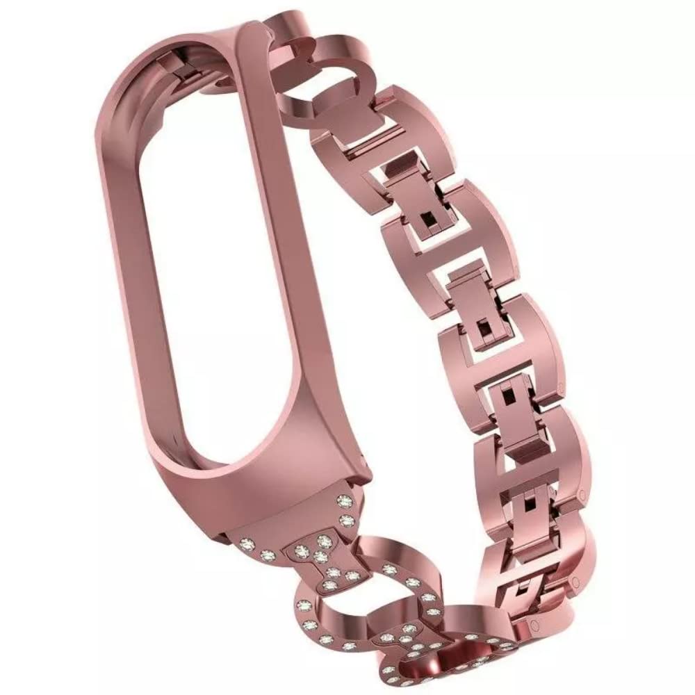 CRYSENDO Metal Strap Compatible with M-i Band 5/ M-i Band 6 | Premium Ion Plated Stainless Steel Bracelet Wristband Belt | Includes Free Adjustment Tool for Mi6 / Mi5 (Diamond Rose Gold) (B09BD2NZKV) Amazon Price History, Amazon Price Tracker