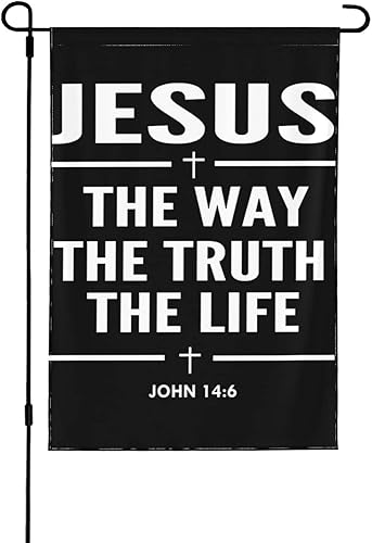 Jesus The Way The Truth The Life John 146 Christian Garden Flag Double-Sided Printing Decorative Yard Banner Holiday Party Outdoor Decoration Home