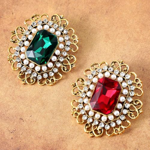 Image of Antique Rhinestone Brooch Pin for Women Victorian Brooches Vintage Crystal Flower Lapel Pins Clip Elegant Floral For Wedding Christmas Ornament Hat Sweater Coat Scarves Dress Badges Jewelry