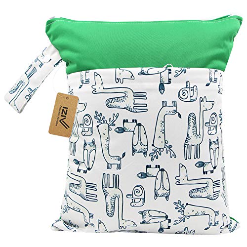 iZiv Bebé Prueba de Agua Reutilizable Wet Dry Bag, Bolsas para Pañales, Reutilizable Impermeable Lavable Suspender Grandes Organizador Doble Cremallera Impresión Bolsa de Pañales