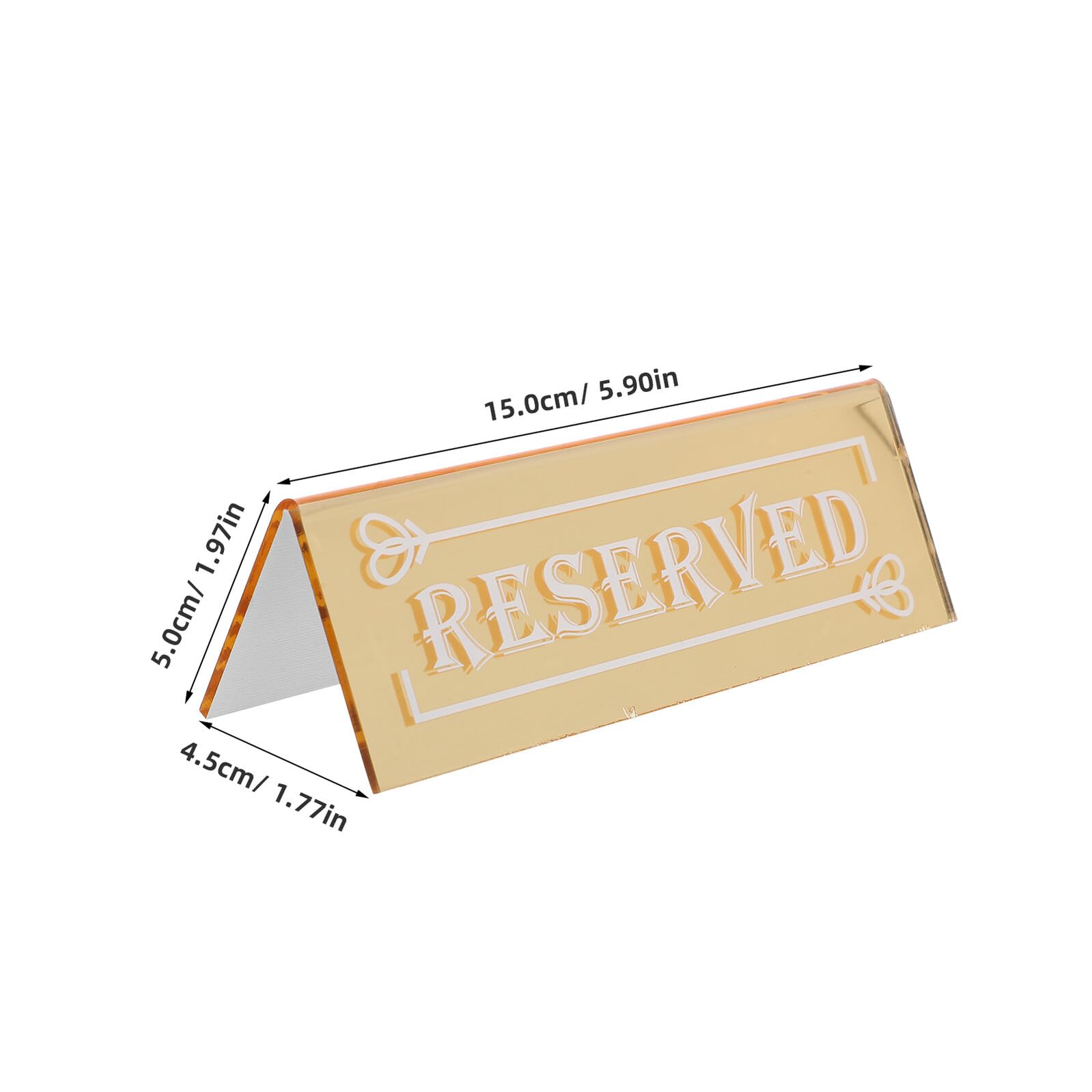 6 Letreros Acrílicos de Mesa Reservada Dorados, Doble Cara, Tamaño Estándar, para Bodas, Restaurantes y Eventos, Señales de Asientos Reservados, Paquete de 6 Unidades