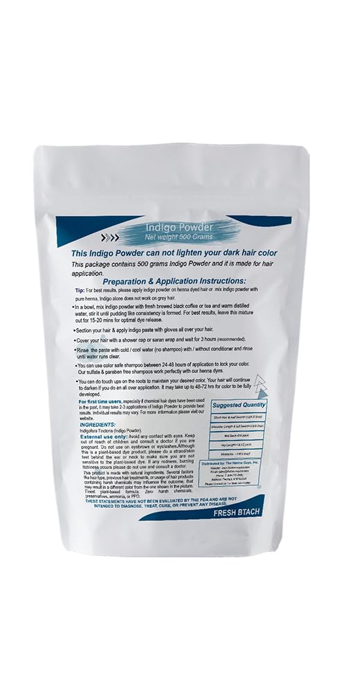 500 Grams INDIGO POWDER For Hair Dye/Color - The Henna Guys