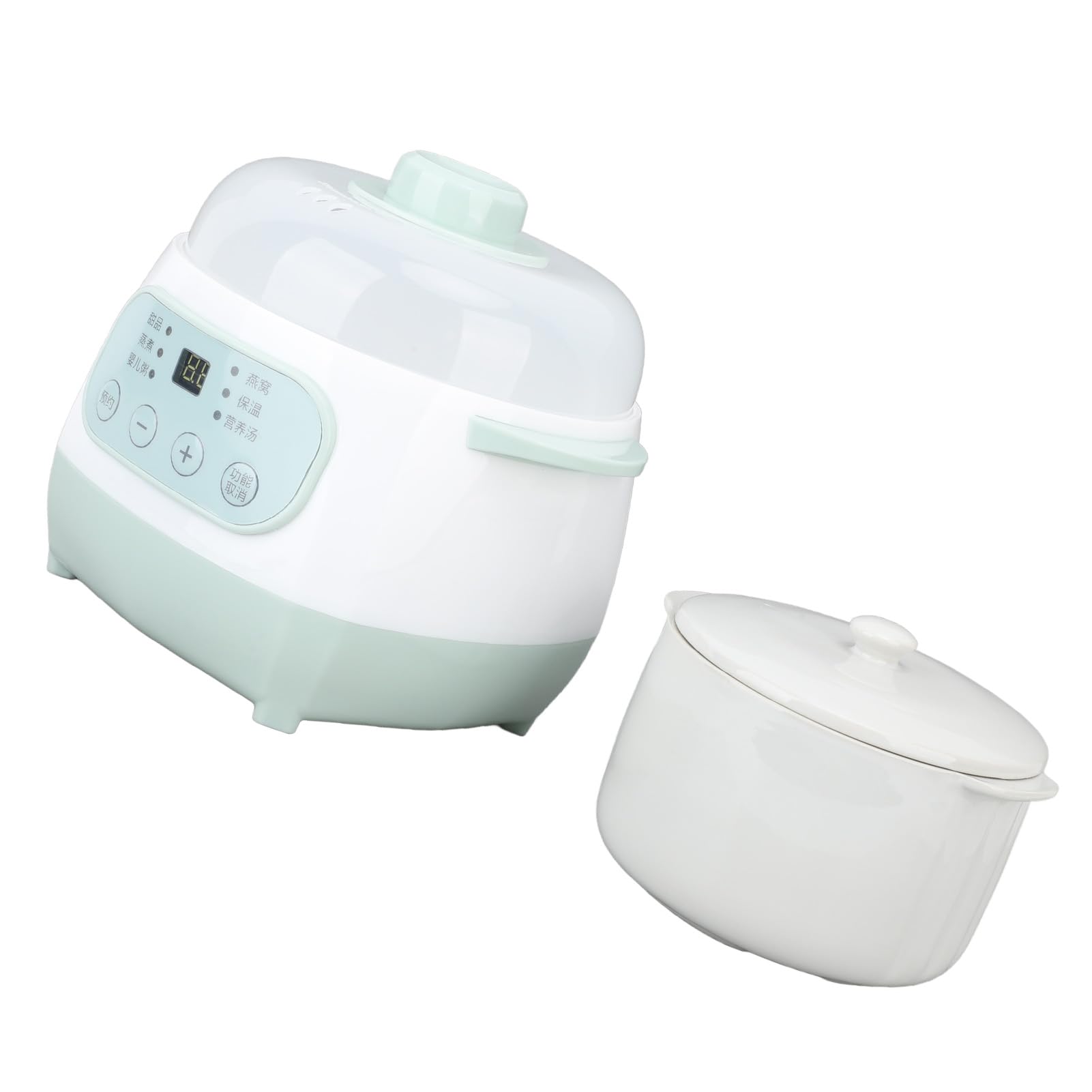 Olla de Cocción Lenta Pequeña, Olla de Cocción Lenta con Temporizador ABS de Cerámica Verde 200W para el Hogar (Airship0u1dn5abc-12)