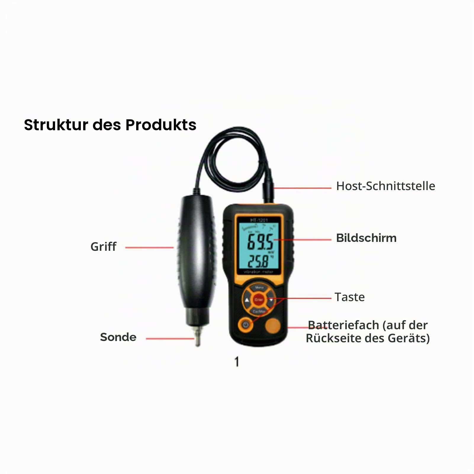 Digitales Vibrationsmessgerät, Handgerät, Präzisions-Split-Typ, Vibrationssensor, Messmaschine, mit Geschwindigkeit 0,1 ~ 199,9 m/s2 Spitze