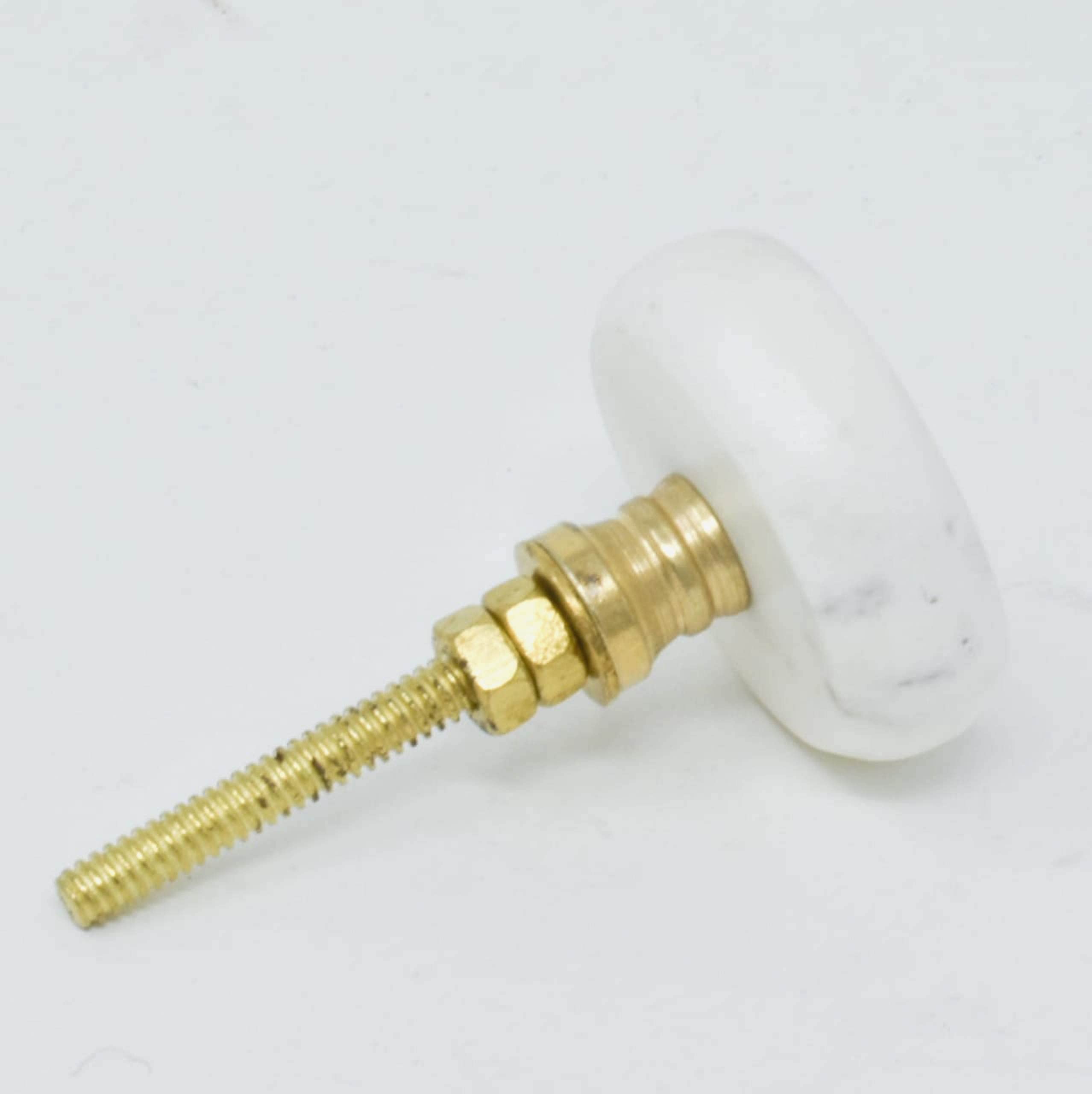 ARTISNO Round Stone Brass Knob, White, 4x4x7 cm - Image 3