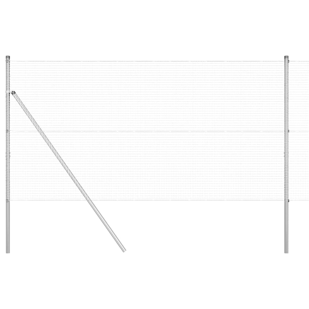 Galvanised Steel Fence Post Set Silver 2.5m x 1m 19x19mm Mesh Outdoor Garden Security Barrier Weather Resistant Powder Coated Modular