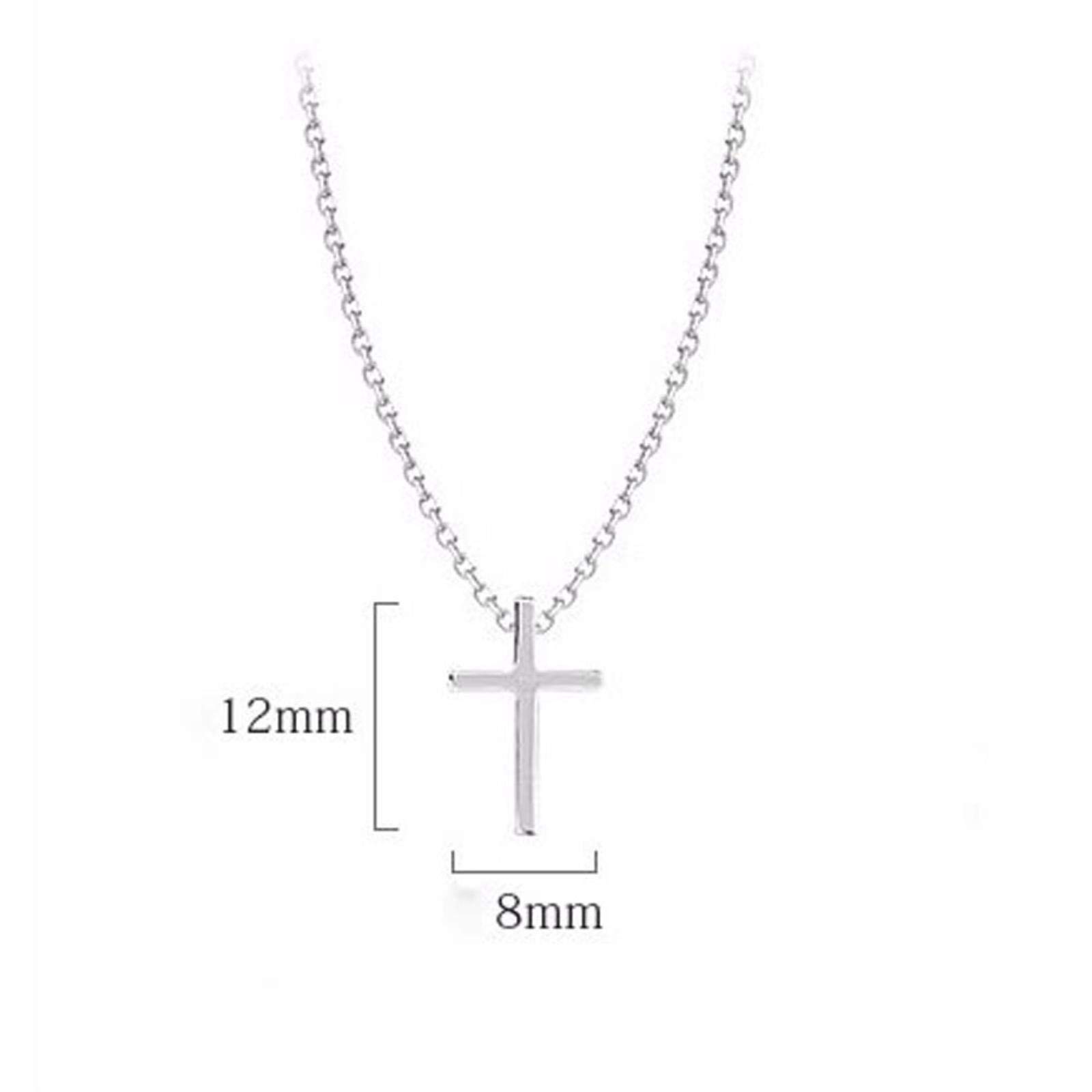 S925 Collana in Argento con Corone in Stile Coreano e Croce