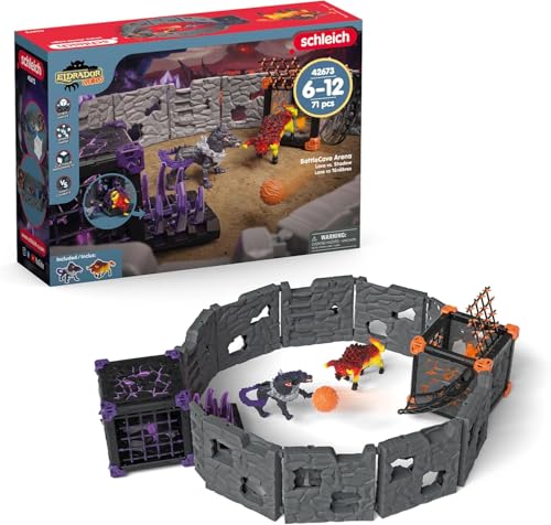 Image of Schleich Eldrador Creatures - 71 PC BattleCave Arena Lava Vs. Shadow Playset - Interactive Lava Bull and Shadow Hound Set - Animal Monster Figurines for Boys and Girls - Toys for Kids Ages 7+ | 42673