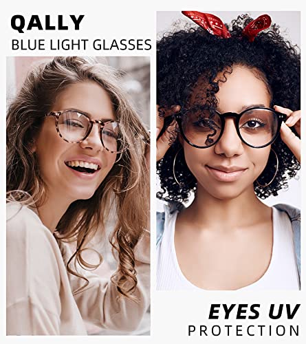 Image of Womens Round Blue Light Blocking Glasses Anti Eye Strain Glasses Clear Lens Computer Eyeglasses with Filter UV Light