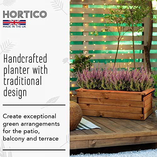 Hortico Set of 2 Wooden Planters for Garden Trough Plant Pots Outdoor | Decking Planters | Fully Assembled H31.5 L82 W41 cm, 105.9L, Made in the UK