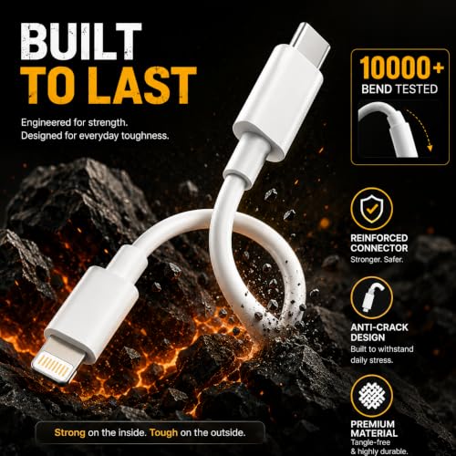 Image of Maxonar 27W Type C to Lightning Fast Charging Cable With High-Speed Data Transfer Compatible with iPhone 14 /14 Pro / 14 Pro Max / 13 /13 Pro / 13 ProMax / 12 /11 /XR /XS /X /8 S