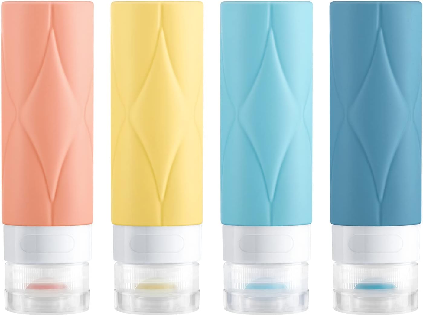 SUDDHOTravel Bottles for Toiletries, 3oz Travel Size Containers, Tsa Approved,BPA Free Leak Proof Squeezable Silicone Travel Size Bottles for Shampoo Conditioner Lotion(4Pack)