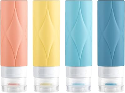 SUDDHO Silicone Travel Bottles for Toiletries,Leak Proof BPA Free Squeezable 3oz Tsa Approved Travel Size Containers Refil...