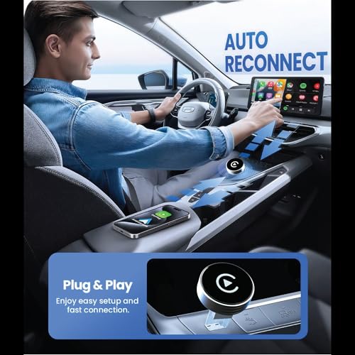 Image of Wireless Android Auto & Carplay Cortex A7 Pro Processor| Quick Connection & Auto Reconnect | Bluetooth 5.4 & 5.8Ghz WiFi| Wired to Wireless High Performance | Easy to Use & Setup