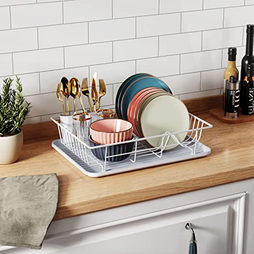 Gslife Dish Drying Rack With Drainboard - Dish Racks For Kitchen Counter, Dish Drainer With Utensil Holder, No Drain Spout, Snow White #TOP6