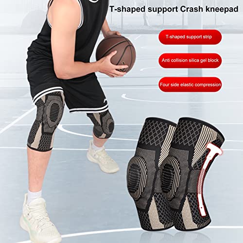 Grebest 1Pc Knee Brace,Knee Sleeve Elastic Non-Slip Flexible Professional Knitted Knee Support Brace For Running, Basketball, Weightlifting, Gym, Workout, Sports 1 M #TOP2