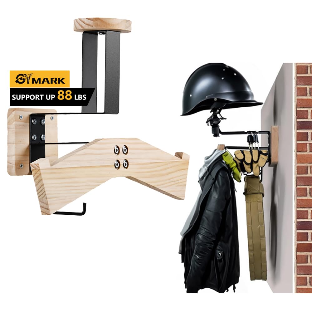 GYMARKMotorcycle Wall Mount Helmet Holder with Carrier Hanger for Police, Football, Baseball, Motorcycling Gear
