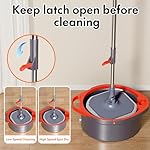 Spin Mop and Bucket Set with Separate Dirty and Clean Water,360° Self Cleaning Mop and Bucket System with Widened Foldable Handle,2 Replaceable Mop Pads,Square Mops for Floor Tile Marble Wall Cleaning - Image 4