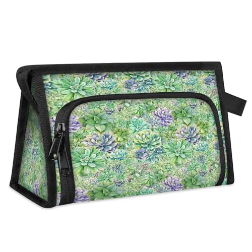Beauty case da viaggio con succulente acquerello per donne uomini bambini ragazze ragazzi verde succulenta versatile borsa per il bucato da toilette cosmetici articoli da toeletta organizer per