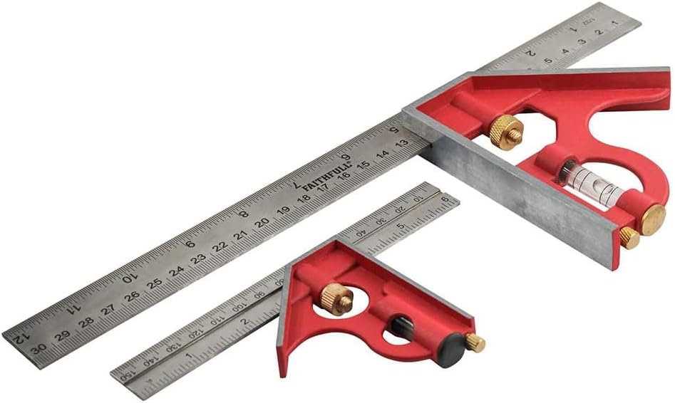 FAICS300TP Combination Square Twin Pack 150 & 300mm (6 & 12in),Silver/Red