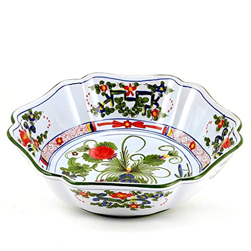 Hand-Painted Italian Ceramic Serving Bowl – FAENZA-CARNATION Design ~ 12"