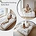 MAXYOYO Folding Sofa Bed, Convertible Sleeper Chair with Pilow Foldable Matress with Back Support, Portable Fold Out Chair Bed Comfy Floor Sofa Lounge for Living Room Bedroom, Beige, Double