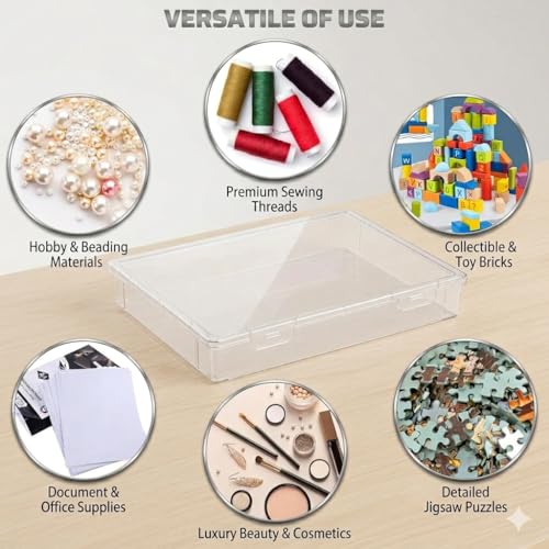 Image of Klick n shop A4 Clear File Storage Box Transparent Plastic Document Organizer with Secure Latching Lid, Stackable Paper Holder for Office, School & Home Use (PACK OF 4)