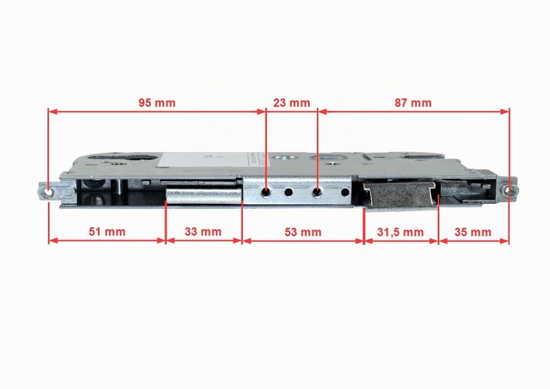 GU Secury Reparatur Schlosskasten Hauptschloss 6-30845-DF-0-1 oder auch K-20046-HF-0-1, Dornmaß: 55mm (52,5mm) / Entfernung: 92mm, incl. SN-TEC® Montagematerial & SN-TEC® Montageanleitung