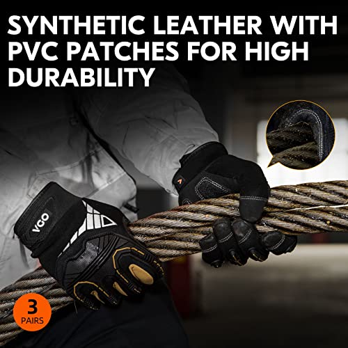 Vgo... 3pairs Safety Work Gloves Touchscreen, Anti Impact Heavy Duty Gloves Antivibration for Warehouse Trucker Carpenters Fitter Moto - Image 4