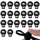 LACHT Kordel Stopper,1-Loch,20 Stück, Schwarz, für bis Ø 7 mm Kordeln, Band Klemme Jacke, Bekleidung, Rucksack,Gummikordel Stopper, Schnellverschluss Schnürsenkel, Schnur Rutsche,Kordelstopper